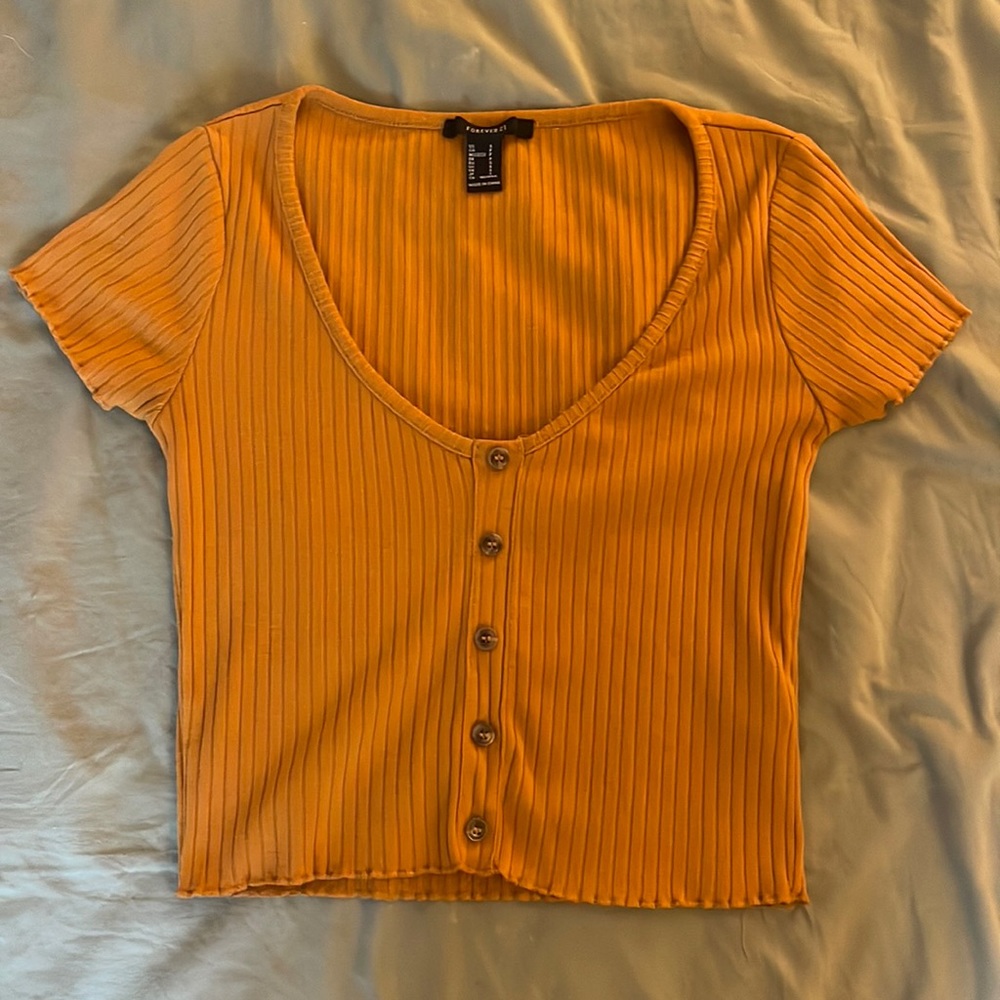 Women’s Gold Button-Up T-Shirt, size S